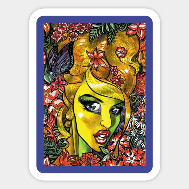 Flower Power Girl in Yellow Sticker by rsacchetto